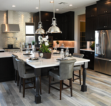 A Finished Kitchen with Tall Wood Cabinets